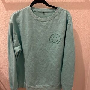Theo Von This Past Weekend Men's Light Green Crewneck Sweater with Smiley Face